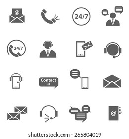 Contact us support call phone letter service icons set 