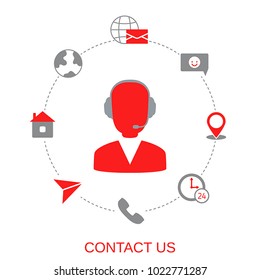 Contact us support help concept. Media and communication icon.
