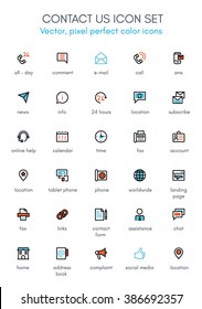 Contact us theme line icon set. Pixel perfect fully editable vector icon suitable for websites, info graphics and print media.