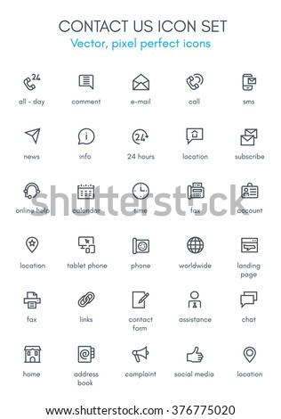 Contact us theme line icon set. Pixel perfect fully editable vector icon suitable for websites, info graphics and print media.