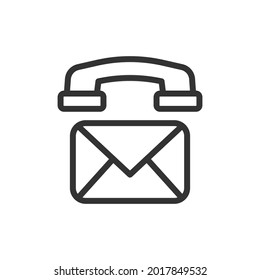 Contáctenos con el icono de la línea delgada. Símbolo con estilo de contorno de moda. Diseño premium para web y aplicaciones. Perfecto para la interfaz de usuario. 