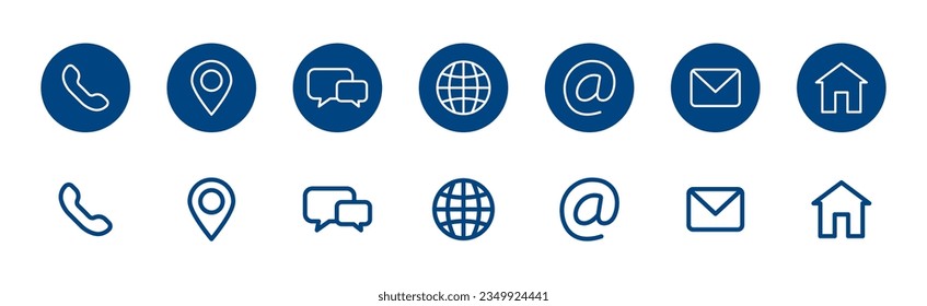 Contact Us thin line icon set. Communication icons. Contact, call, email, сhat, support etc. Vector icon.