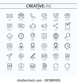 Contact Us. Universal Thin Icons Set For Your Web design, Mobile design, Infographics, and other