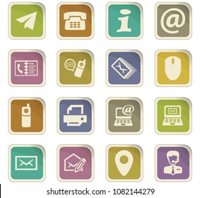 Contact us vector colored paper stickers with icons