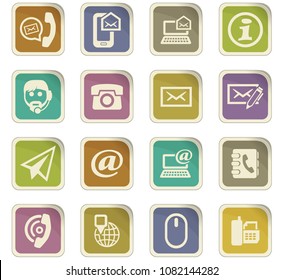 Contact us vector colored paper stickers with icons