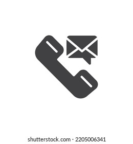 Contact us vector icon. Phone message filled flat sign for mobile concept and web design. Telephone and envelope glyph icon. SMS symbol, logo illustration. Vector graphics
