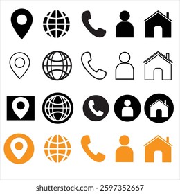 Contact us vector icons flat icons set on white white background