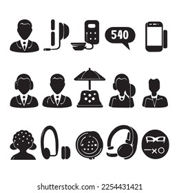 Contact Us Vector  Icons Set. Call, Contact, phone, headphone and more.