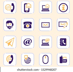 Contact us vector icons for user interface design