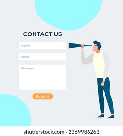 Contact us. Vector illustration. Discover world information on web Our website offers comprehensive range services. Contact us form. Use our web form to submit your inquiries and contact information