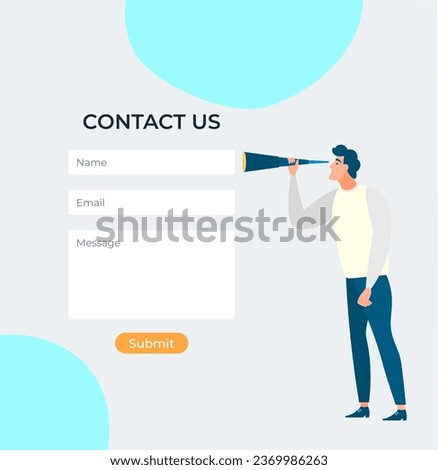 Contact us. Vector illustration. Discover world information on web Our website offers comprehensive range services. Contact us form. Use our web form to submit your inquiries and contact information