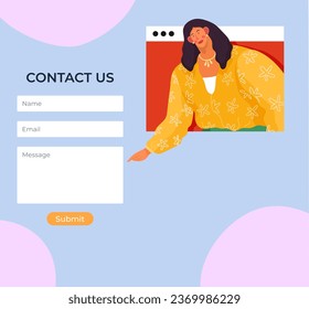 Contact us. Vector illustration. Our website serves as hub for information, services, and communication. Contact us form. Content on our social media pages keeps you informed and engaged Technology
