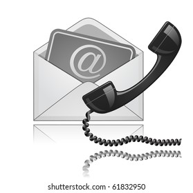 "Contact Us" vector illustration. Phone receiver and e-mail