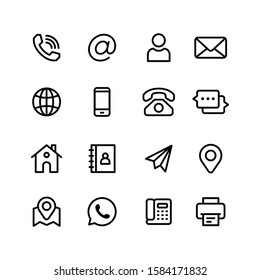 Contact Us Vector Line Icons Set. Call, Contact, Email, Message and more. 48x48 Pixel Perfect.