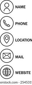 Contacte-Nos Conjunto De Ícones De Linha Vetorial. Telefonar, Contato, Email, Mensagem. 