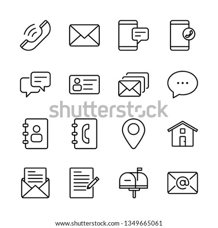 Contact Us Vector Line Icons Set. Call, Chat, Contact, Email, Message, Mail and more