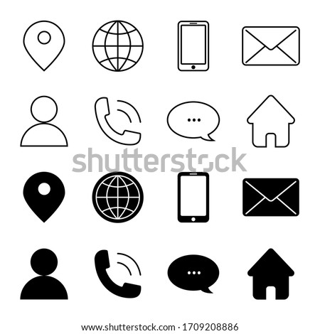 Contact Us Vector Line Icons Set. Call, Contact, Email, Message and more. Contact us icons. Web icon set