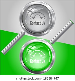 Contact us. Vector magnifying glass.