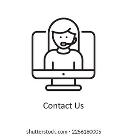 Contact Us Vector Outline Icon Design illustration. Shopping and E-Commerce Symbol on White background EPS 10 File