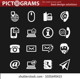 Contact us vector white icons for user interface design
