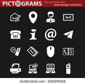 Contact us vector white icons for user interface design