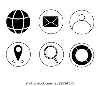 Contact us, Web icon set isolated on transparent background. Vector illustration