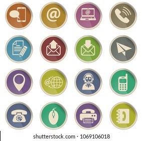 contact us web icons in the form of round paper labels