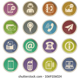 contact us web icons in the form of round paper labels