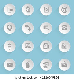 contact us web icons on light paper circles