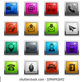 contact us web icons in square colored buttons