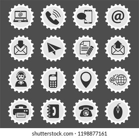 contact us web icons stylized postage stamp for user interface design