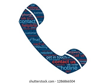 CONTACT US word cloud in phone symbol