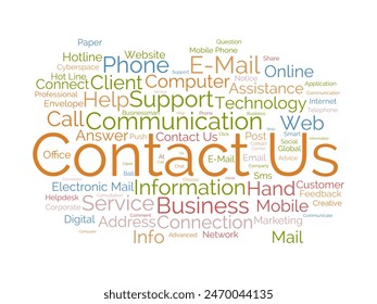 Contáctenos Plantilla de nube de palabras. Concepto de conexión de comunicación Vector tagcloud fondo.