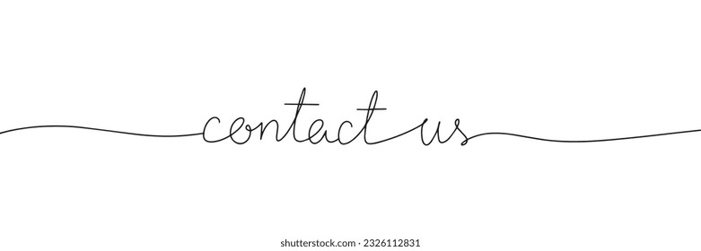 contact us word - continuous one line with word. Minimalistic drawing of phrase illustration.