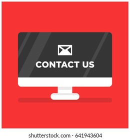 Contact Us Written on Computer Screen in Flat Style Design