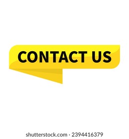 Contact Us In Yellow Rectangle Ribbon Shape For Customer Service Promotion Business Marketing Social Media
