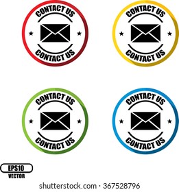 Contact us(email icon), Button, label and sign - Vector illustration