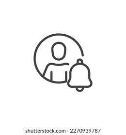 Contact user notification line icon. linear style sign for mobile concept and web design. Avatar and bell outline vector icon. Symbol, logo illustration. Vector graphics