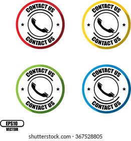 Contact us(Phone icon) , Button, label and sign - Vector illustration