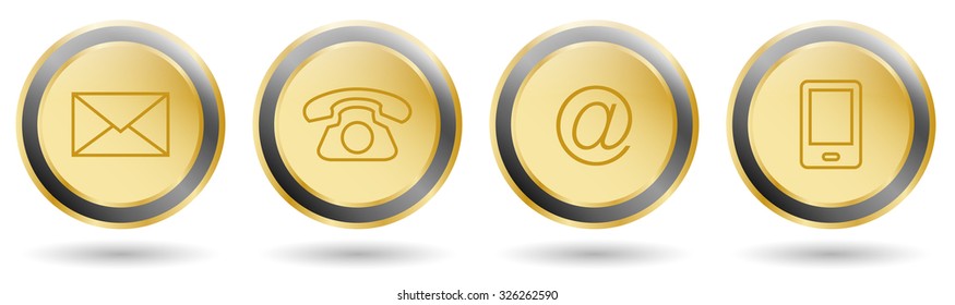 contact vector buttons icons gold