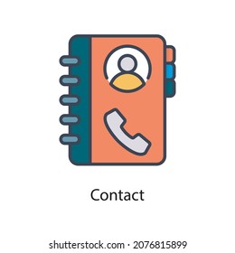Ilustración de diseño de iconos del contorno del vector de contacto. Símbolo de aplicación web y móvil sobre archivo EPS 10 de fondo blanco
