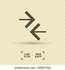 Contact vector icon. Arrows isolated minimal single flat icon for websites and mobile minimalistic flat design.