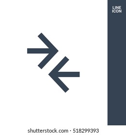 Contact vector icon. Arrows isolated minimal single flat icon for websites and mobile minimalistic flat design.