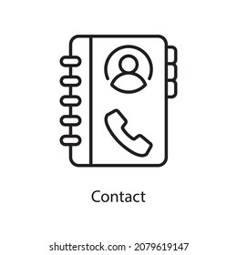 Ilustración de diseño de iconos de contorno vectorial de contacto. Símbolo de aplicación web y móvil sobre archivo EPS 10 de fondo blanco