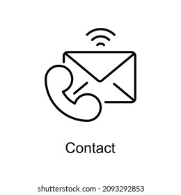 Icono de contorno del vector de contacto para web aislada en archivo EPS 10 de fondo blanco