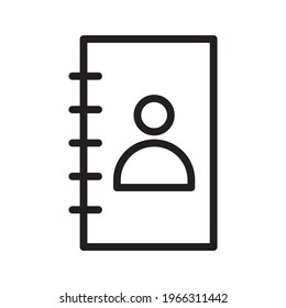 Icono de esbozo del vector de contacto aislado en fondo blanco. Icono de esbozo de contacto para infografía, sitio web o aplicación.