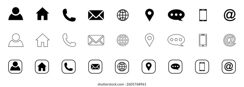 Contact and web icon set. Vector illustration