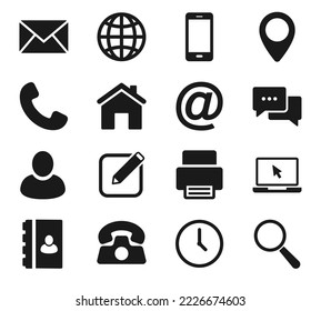 Los iconos de contacto y web están configurados. Símbolo de icono de comunicación