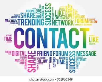 Contact word cloud collage, business concept background