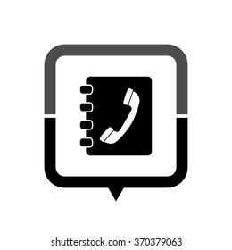 Contactbook - black vector icon; map pointer;  message bubble